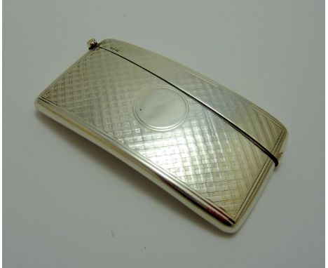 A VICTORIAN SILVER CARD CASE, William Neale, engine turned, woven decoration, Chester 1901, approximately 43gms