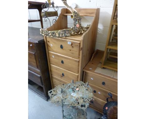 A PINE CHEST, of five drawers with a small shelf above