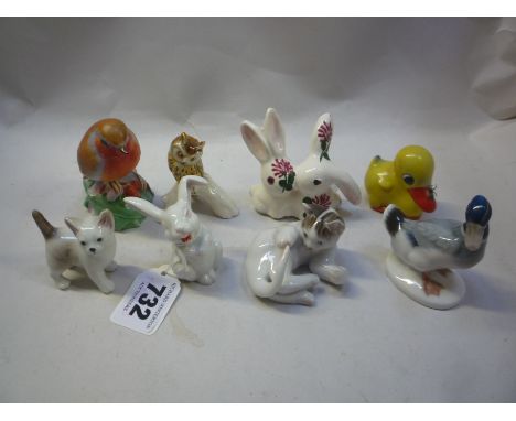 EIGHT VARIOUS ANIMAL ORNAMENTS, to include Rosenthal, Worcester, Goebel Plichta etc