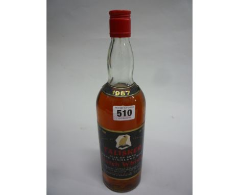 TALISKER, ISLE OF SKYE, HIGHLAND MALT SCOTCH WHISKY, 1957, 100% proof, 26 2/3 floz, top shoulder