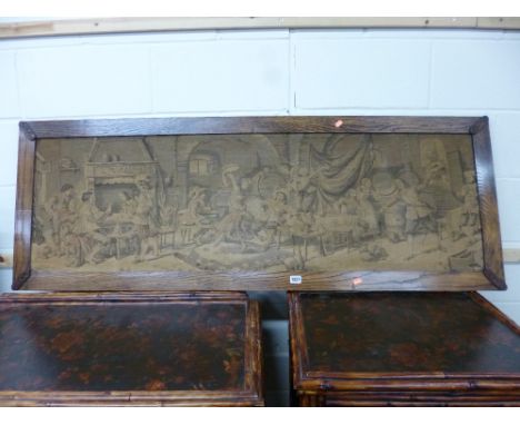 A WALL HANGING TAPESTRY, in oak frame and another framed tapestry (2)