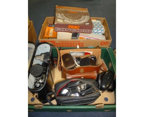 A COLLECTION OF CAMERA AND PROJECTING EQUIPMENT, cameras include Rollei B35 Petri FTEE and Thagee EXA 500