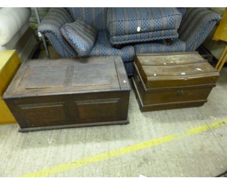 A PINE TRUNK, and a metal trunk (2)