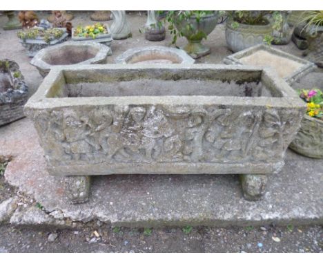 A COMPOSITE RECTANGULAR GARDEN PLANTER, on separate stands