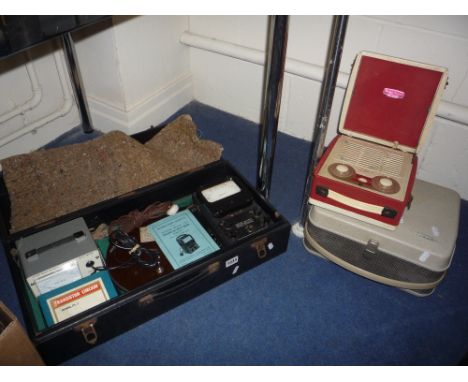 A VIDOR RADIO, A GRUNDIG TAPE RECORDER, A CASED INSULATOR AND CIRCUIT CHECKER