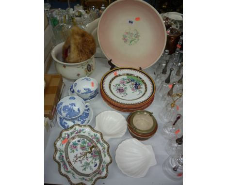 VARIOUS CERAMICS AND CANADIAN 'DAVY CROCKETT' HAT, to include Susie Cooper charger, Coalport, Crown Devon etc