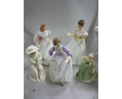 FOUR ROYAL DOULTON FIGURES, 'Joanne' HN3422, 'Kathleen' HN3609, 'Ashley' HN3420 and 'Fair Maiden' HN2211 with three boxes and