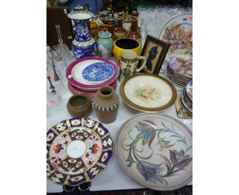 VARIOUS CERAMICS AND SILHOUTTE PICTURE, to include Denby Glyn Colledge bowl, Royal Doulton Series Ware tankard (s.d.), Royal 