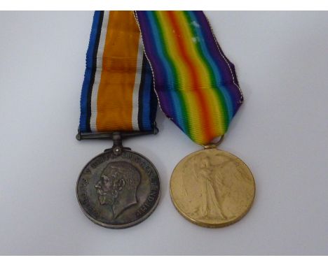 BRITISH WAR AND VICTORY MEDAL PAIR, loose with ribbons correctly named to T-421637 DVR W. Horton (ASC) Army Service Corps