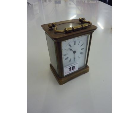 A BRASS CARRIAGE CLOCK, no key