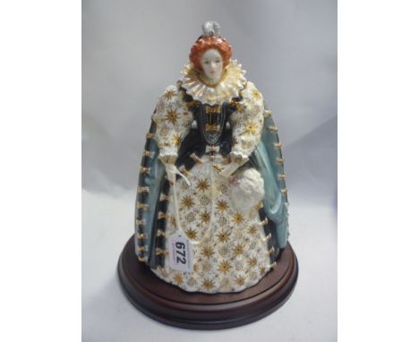 A ROYAL WORCESTER FIGURE, 'Queen Elizabeth I', with plinth