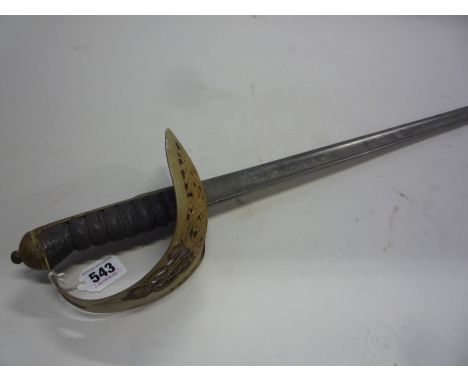 A GEORGE V 1857 PATTERN ROYAL ENGINEERS SWORD, the 82cm, part fullered blade engraved with Royal Engineers and Royal arms wit