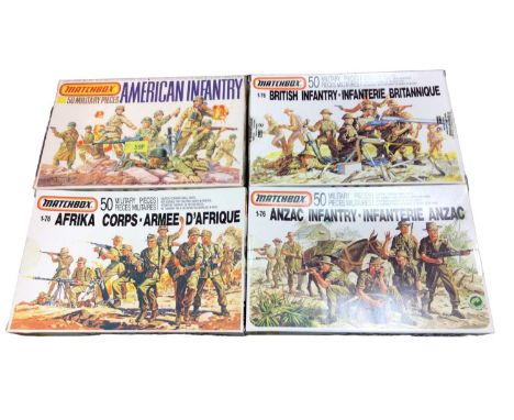 Matchbox 1:76 scale soldiers including WW11 British (x4), Japanese (x2), American (x3), Afrika Korps (x2), plus Anzac (x2) &a