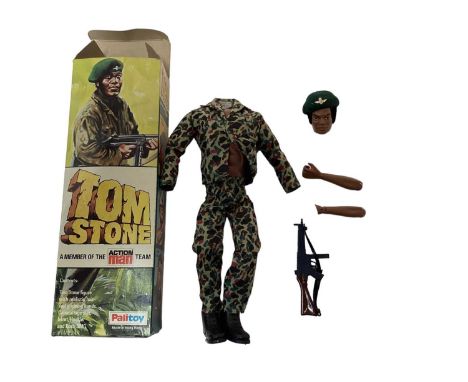 Palitoy Action Man Tom Stone figure in original box (head separated, arms detached)