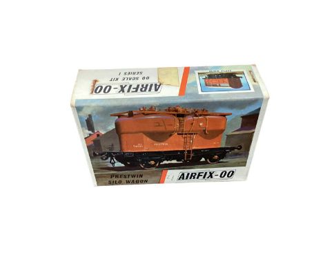 Airfix OO scale Red Stripe Prestwin Silo Wagon No.R10, plus Series 2 Saddle Tank No.02260-2 (x2). &amp; Cattle Wagon No.02659