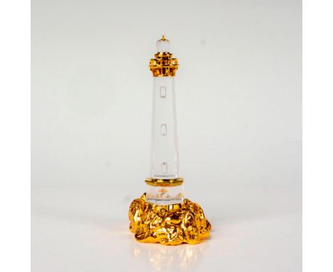 Lead crystal piece decorated with gold plated accents. Swarovski impressed backstamp. This item has its original box. Box mea