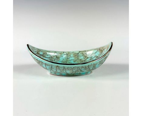 Turquoise toned with lustre finish and branch patterning. Gold toned rim around piece.Hand Painted Delft Holland on bottom. T