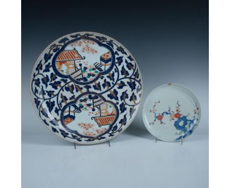 Includes a large beautiful Imari Ware charger featuring two village scene, decorated in underglaze blue, iron-red, green and 