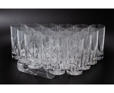 A SET OF CRYSTAL HIGHBALL GLASSES BY DA VINCI
Cut glass design, seventeen in total
15cm (height)
Condition: For a condition r