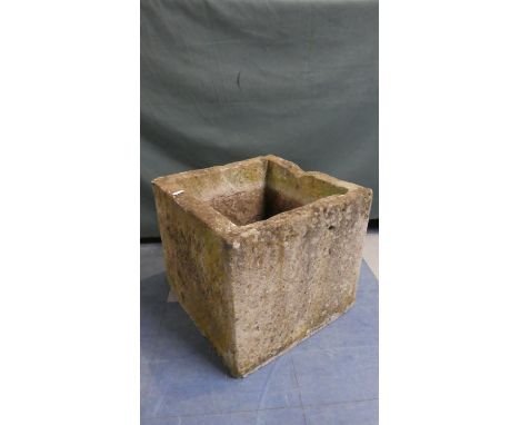 A Square Re-Constituted Stone Garden Planter, 36 x 32cms High 