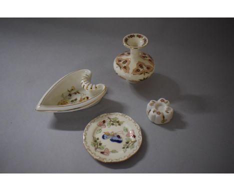 A Collection of Four Pieces of Zsolnay Herand Porcelain to Include Vase, Shaped Dish Etc. 