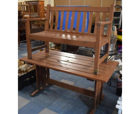 A Matching Wooden Painted Garden Bench (120cms Wide) and a Garden Picnic Table (142cms Long) 