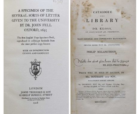 Fell (Dr John).A Specimen Of The Several Sorts Of Letter Given To The University By Dr. John Fell, Oxford, 1693, The First En