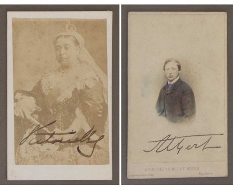 H.M. Queen Victoria - Autograph. A portrait carte de visite photograph, signed 'Victoria R.' in ink across lower part of imag