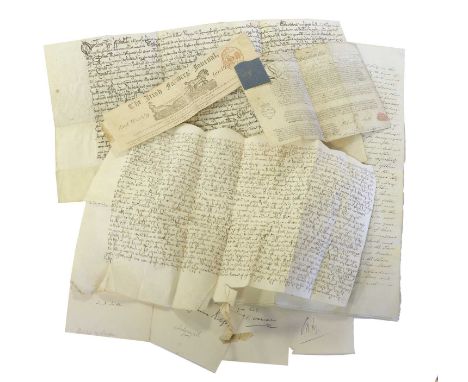 Early Indentures, autographs, etc.A small collection, comprising:An Elizabethan Deed of Trust relating to farm land, possibly