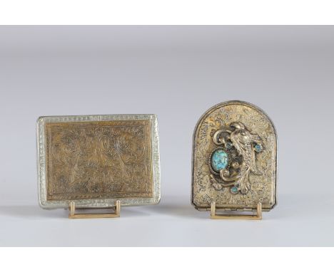 Set of 2 silver boxes - Sizes: 1- L=75mm l=60mm 2- L=75mm l=55mm - Weight (K): 0,14kg - Condition: at first glance - good con