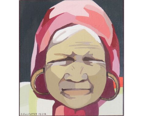 Watercolor Art Deco portrait of a woman - Sizes: H=370mm L=280mm - Weight (K): 0,645kg - Condition: at first glance - good co
