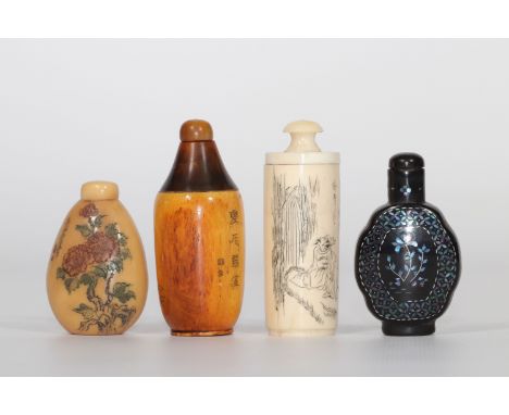 China snuffboxes (4) various - Sizes: H=80mm L=35mm - Weight (K): 0,047kg - Condition: at first glance - good condition - no 