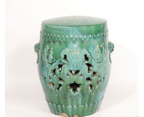 China 19th century enamelled stoneware garden stool - Sizes: H=470mm D=350mm - Weight (K): 12,8kg - Condition: at first glanc
