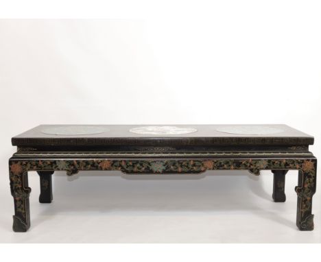 China wooden table top decorated with cloisonne republic era - Sizes: H=400mm L=1280mm l=460mm - Weight (K): 17kg - Condition