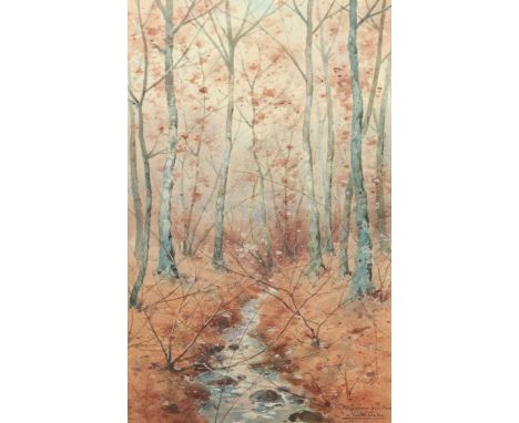 Nestor OUTER (1865-1930) watercolor "the forest" - Sizes: Cadre H=690mm L=515mm Aquarelle H=450mm L=280mm - Weight (K): 4,5kg