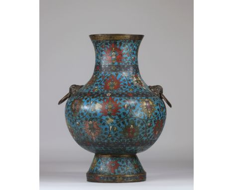 China imposing cloisonne box Ming period mark Jing tai nian zhi (1450-1457) - Sizes: H=460mm D pied=185mm D col =172mm - Weig