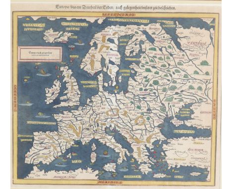 Sebastian MUNSTER (1488-1552) map - Sizes: Cadre H=590mm L=630mm Carte H=335mm L=380mm - Weight (K): 2,85kg - Condition: at f