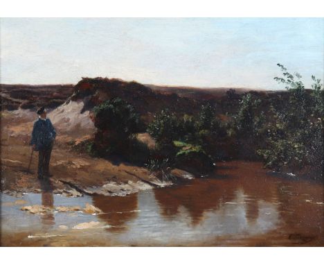 Edmond Jean-Baptiste TSCHAGGENY (1818-1873) "study of landscape in campine" - Sizes: Cadre L=570mm H=455mm Peinture L=400mm H