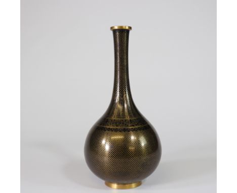 Japan cloisonne vase imitating lacquer 19th - Sizes: H =270mm L =120mm - Weight (K): 0,5kg - Condition: at first glance - sma