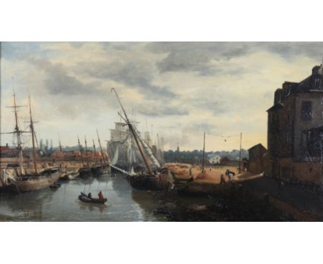 Louis LOTTIER (1815-1892) "The port" - Sizes: Cadre L=790mm H=540mm Peinture L=590mm H=330mm - Weight (K): 3,8kg - Condition: