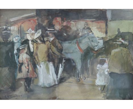 Georg Hendrik BREITNER (1857-1923) watercolor "animated scene" - Sizes: Cadre L550mm H=460mm Peinture L=300mm H=200mm - Weigh