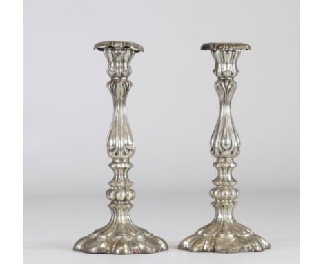 Pair of sterling silver candlesticks with Hungarian hallmarks - Sizes: H=250mm D=110mm - Weight (K): 0,888kg - Condition: at 