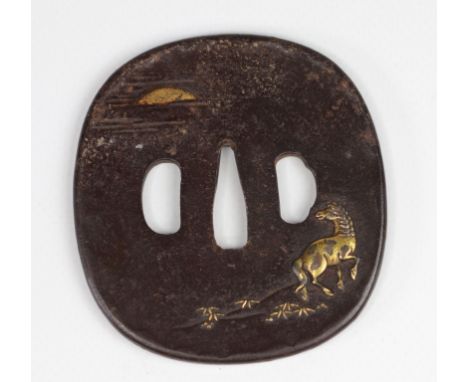 JAPAN EDO period (1603 - 1868) Iron tsuba and inlays Provenance: Gaston-Louis Vuitton Collection. This piece is referenced in