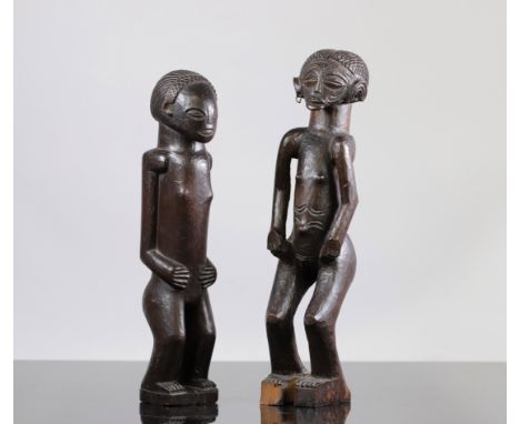 Large couple Tchokwe Angola dark patina early 20th century - Sizes: H 385mm - Weight (K): 1,5kg - Condition: After checking -