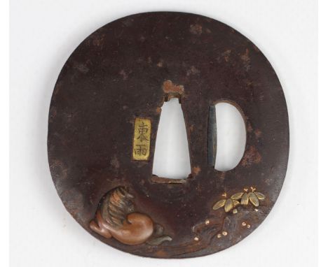 JAPAN EDO period (1603 - 1868) Iron tsuba and inlays Provenance: Gaston-Louis Vuitton Collection. This piece is referenced in