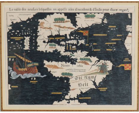 Sebastian MUNSTER (1488-1552) map - Sizes: Cadre H=540mm L=620mm Carte H=275mm L=370mm - Weight (K): 2,6kg - Condition: at fi