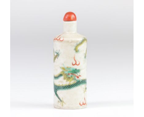 China porcelain snuff box decorated with dragons brand under the coin - Sizes: H=85mm D=30mm - Weight (K): 0,044kg - Conditio