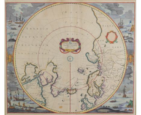 Map of the Arctic Pole - Sizes: Cadre H=670mm L=740mm Carte H=450mm L=510mm - Weight (K): 5,4kg - Condition: at first glance 