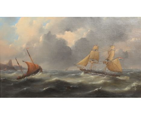 Govert VAN EMMERIK (1808-1882) "Boats in the storm" 1881 - Sizes: Cadre H=580mm L=860mm Toile H=410mm L=710mm - Weight (K): 3