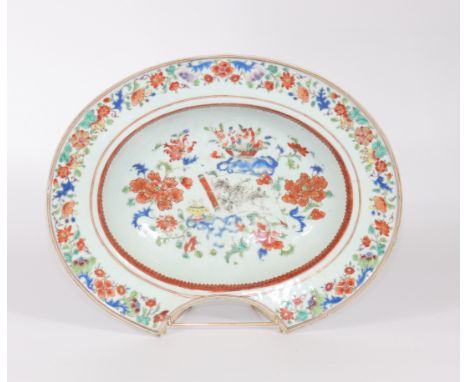 China 18th century famille rose beard dish - Sizes: L=350mm l=290mm - Weight (K): 1,1kg - Condition: After checking - chips -